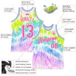Custom Name and Number Tie Dye Basketball Jersey - Pink White 3D Authentic Design Personalized Tie Dye Pink-White 3D Authentic