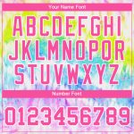Custom Tie Dye 3D Rainbow Performance T-Shirt with Name and Number - Pink and White Team Apparel Personalized Tie Dye Pink-White