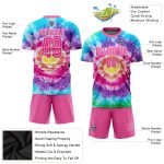 Custom Tie Dye Pink-White Soccer Jersey with Personalized Name and Number - Sublimation Team Uniform Personalized Tie Dye