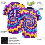 Custom Name and Number Personalized Tie Dye Softball Jersey Unisex 3D Purple White Two-Button Personalized Tie Dye Purple-White