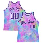 Personalized 3D Tie Dye Purple-White Basketball Jersey Custom Name & Number - Authentic Team Apparel Personalized Tie Dye