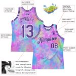 Personalized 3D Tie Dye Purple-White Basketball Jersey Custom Name & Number - Authentic Team Apparel Personalized Tie Dye