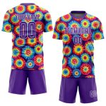 Custom Name and Number Tie Dye Soccer Uniform Jersey Purple-White Sublimation Team Apparel Personalized Tie Dye Purple-White