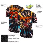 Custom Name Number Tie Dye Performance T-Shirt Red Gold 3D Design for Teams Personalized Tie Dye Red-Gold 3D Performance