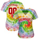 Custom 3D Tie Dye Baseball Jersey - Red and White Authentic Design Personalized Tie Dye Red-White 3D Authentic Baseball Jersey