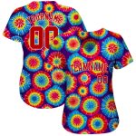 Custom Team Name and Number Personalized Red-White Tie Dye 3D Baseball Jersey Personalized Tie Dye Red-White 3D Authentic