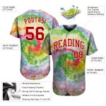 Custom 3D Tie Dye Baseball Jersey - Red and White Authentic Design Personalized Tie Dye Red-White 3D Authentic Baseball Jersey