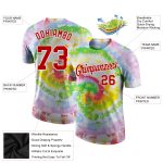 Custom Tie Dye Red White 3D Performance T-Shirt - Unique Stylish Activewear Personalized Tie Dye Red-White 3D Performance