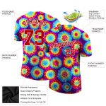 Custom Team Name & Number Tie Dye T-Shirt Red White 3D Performance Apparel Personalized Tie Dye Red-White 3D Performance