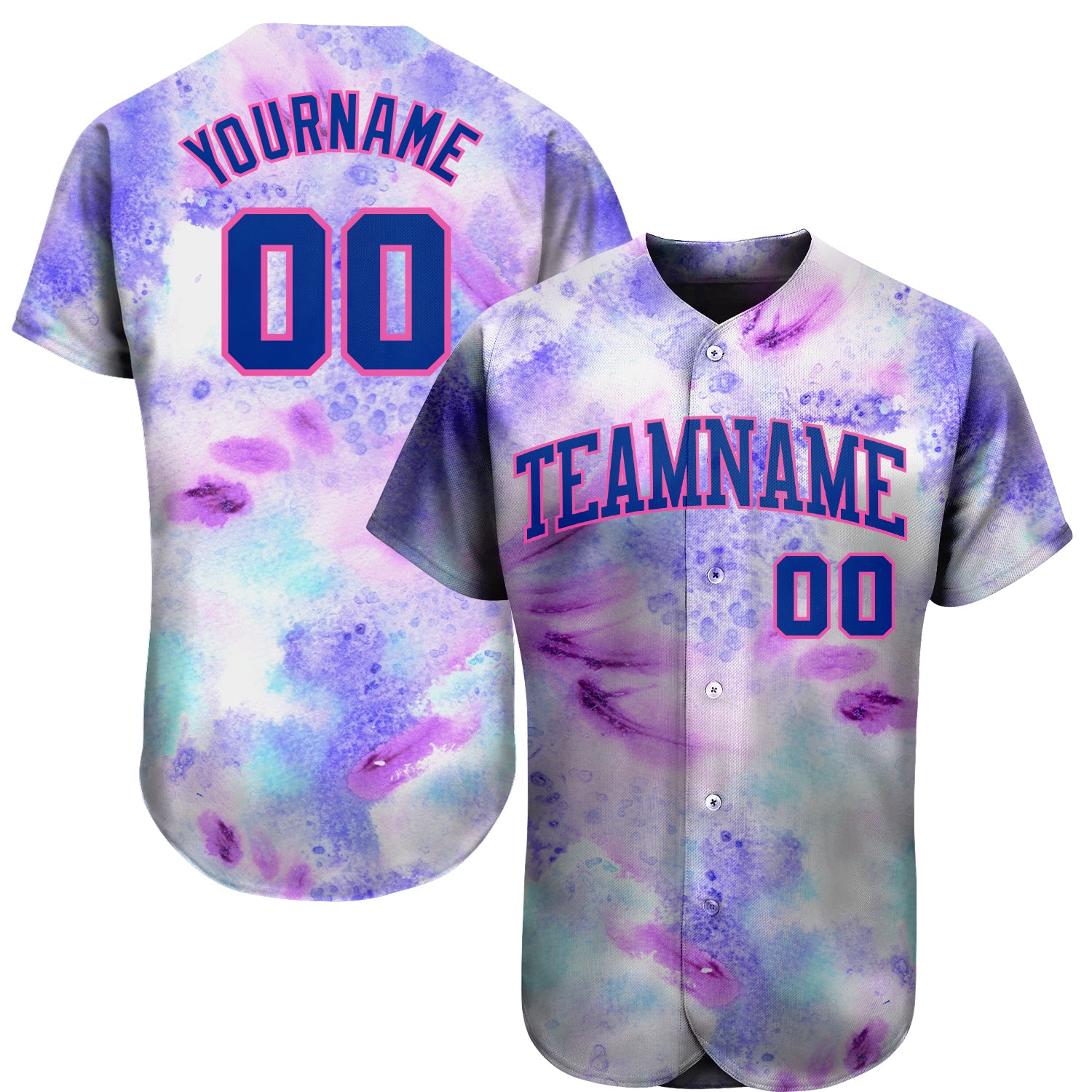 Personalized Royal Pink 3D Tie Dye Baseball Jersey for Unique Style Personalized Tie Dye Royal-Pink 3D Authentic Baseball