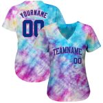Custom Name and Number Personalized 3D Tie Dye Royal Pink Baseball Jersey - Authentic Team Gear Personalized Tie Dye Royal-Pink
