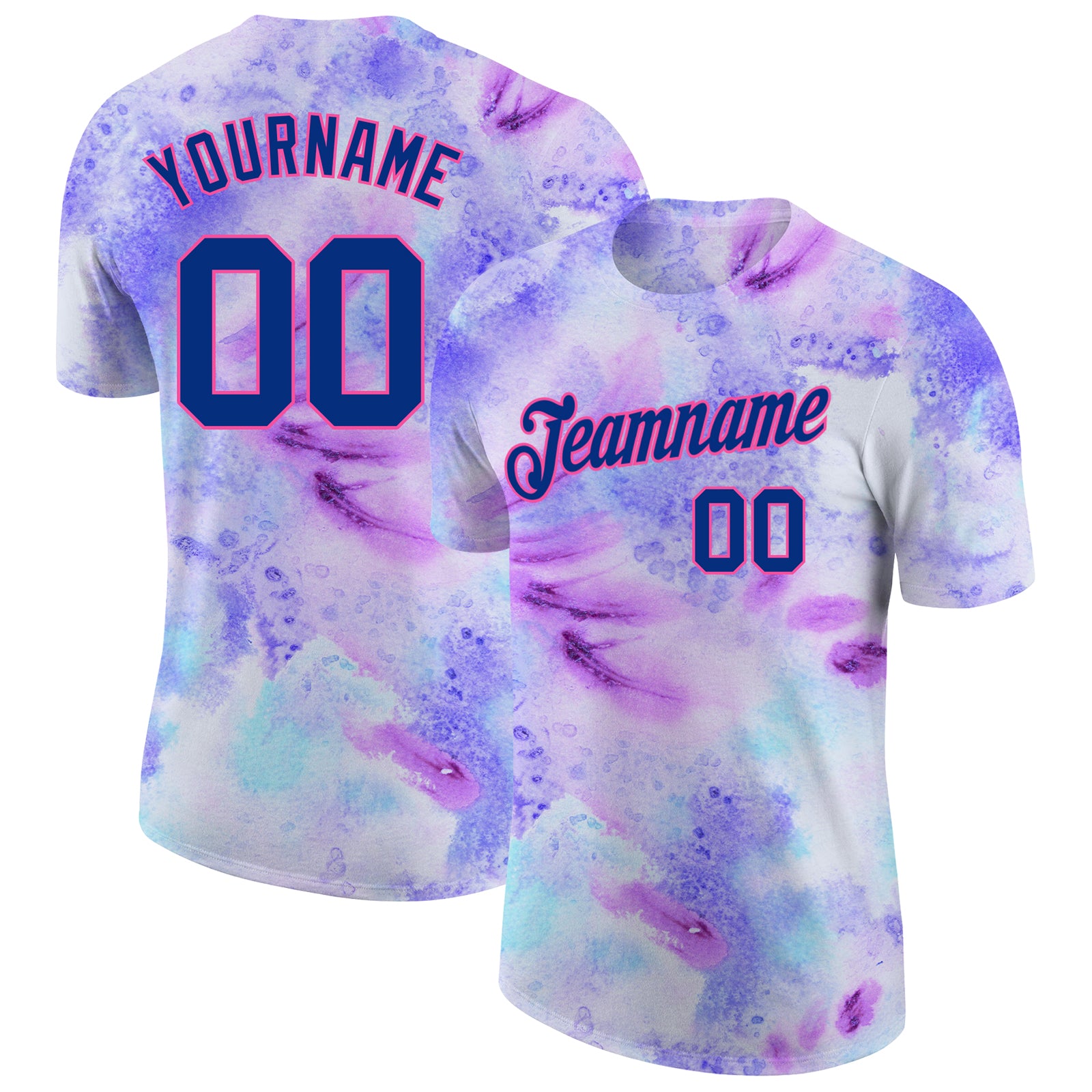 Custom Tie Dye T-Shirt in Royal-Pink, 3D Performance Design for Comfort and Style Personalized Tie Dye Royal-Pink 3D Performance