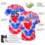 Personalized 3D American Flag Baseball Jersey in Royal Red | Authentic Tie Dye Design Personalized Tie Dye Royal-Red 3D American