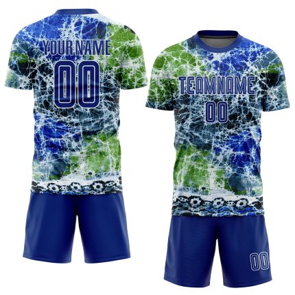 Custom Tie Dye Soccer Uniform Jersey - Royal and White Sublimation Design Personalized Tie Dye Royal-White Sublimation Soccer