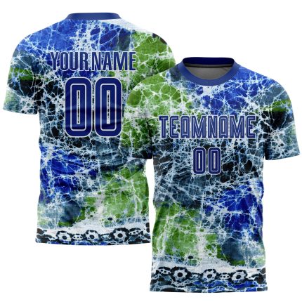 Custom Tie Dye Soccer Uniform Jersey - Royal and White Sublimation Design Personalized Tie Dye Royal-White Sublimation Soccer