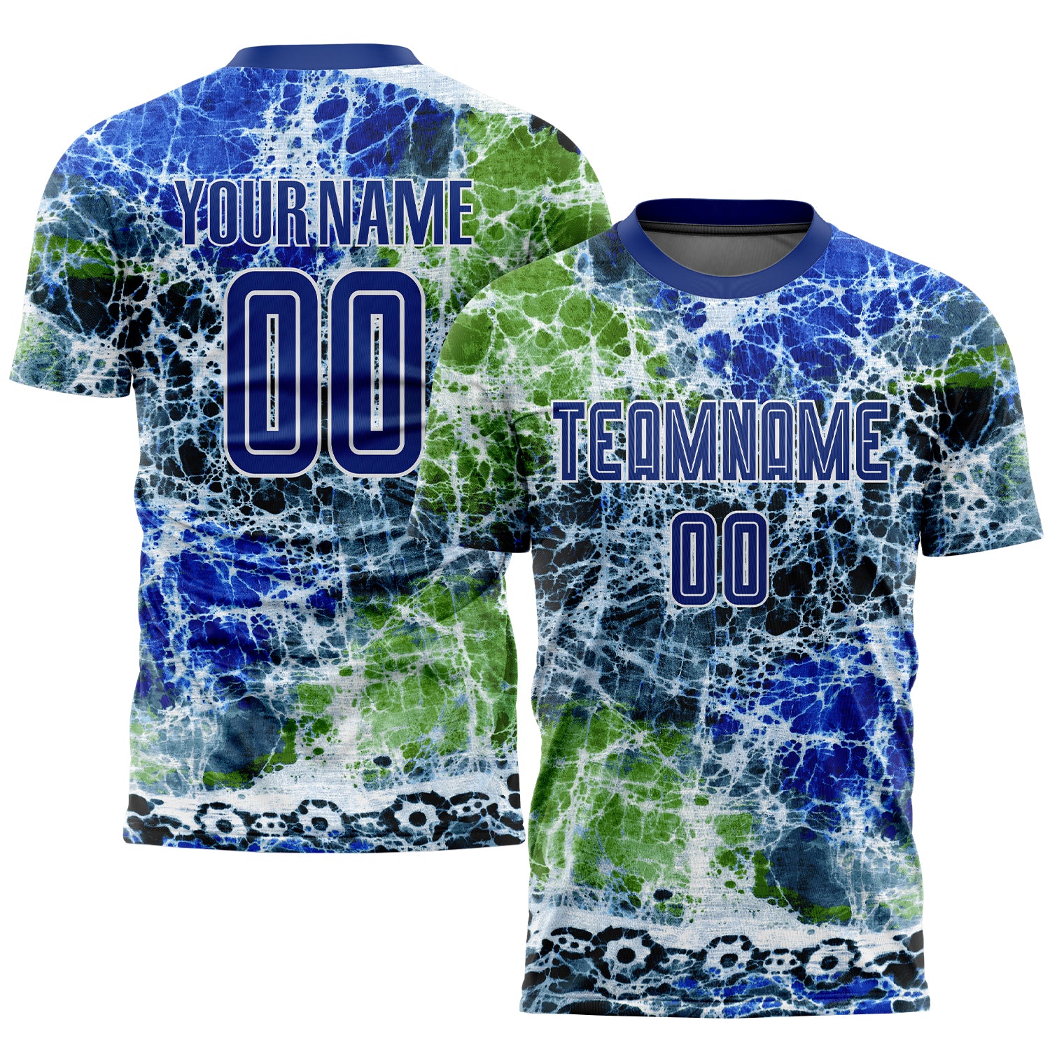 Custom Tie Dye Soccer Uniform Jersey - Royal and White Sublimation Design Personalized Tie Dye Royal-White Sublimation Soccer