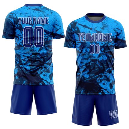 Custom Name Number Soccer Uniform Jersey - Personalized Tie Dye Royal White Sublimation Team Apparel Personalized Tie Dye