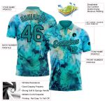 Custom Name Number Personalized Tie Dye Teal Black 3D Golf Polo Shirt Performance Team Apparel Personalized Tie Dye Teal-Black