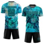 Custom Team Name Number Tie Dye Teal Black Soccer Jersey Personalized Sublimation Uniform 7419 Personalized Tie Dye Teal-Black
