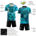 Custom Name and Number Tie Dye Soccer Uniform Jersey Teal-Black Sublimation Team Wear Personalized Tie Dye Teal-Black Sublimation