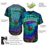 Custom Name and Number 3D Baseball Jersey - Personalized Tie Dye Teal-White Authentic Design Personalized Tie Dye Teal-White
