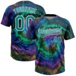 Custom Name and Number Softball Jersey - Personalized Teal White 3D Two-Button Unisex Tie Dye Design Personalized Tie Dye