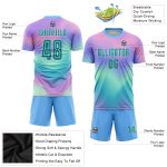 Personalized Tie Dye Soccer Jersey Teal-White Sublimation Uniform for Kids and Adults Personalized Tie Dye Teal-White Sublimation
