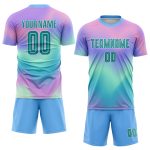 Personalized Tie Dye Soccer Jersey Teal-White Sublimation Uniform for Kids and Adults Personalized Tie Dye Teal-White Sublimation