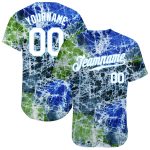 Custom Name and Number Tie Dye Baseball Jersey - White Light Blue 3D Authentic Team Apparel Personalized Tie Dye White-Light