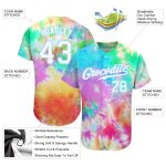 Custom Name and Number Tie Dye Baseball Jersey - White-Light Blue 3D Rainbow Authentic Team Apparel Personalized Tie Dye