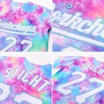Custom Name and Number Personalized Tie Dye Baseball Jersey - White Light Blue 3D Watercolor Gradient Design Personalized