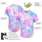 Custom Name and Number Personalized Tie Dye Baseball Jersey - White Light Blue 3D Watercolor Gradient Design Personalized