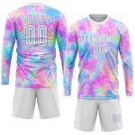 Personalized Tie Dye Soccer Jersey - White Light Blue Sublimation Uniform Personalized Tie Dye White-Light Blue Sublimation