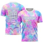 Personalized Tie Dye Soccer Jersey - White Light Blue Sublimation Uniform Personalized Tie Dye White-Light Blue Sublimation