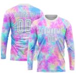 Personalized Tie Dye Soccer Jersey - White Light Blue Sublimation Uniform Personalized Tie Dye White-Light Blue Sublimation
