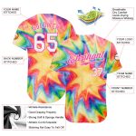 Custom Name Number Tie Dye Baseball Jersey - White Pink 3D Watercolor Rainbow Authentic Design Personalized Tie Dye White-Pink