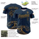 Custom Name and Number US Navy Blue Black-Old Gold 3D Pattern Baseball Jersey - Authentic Team Apparel Personalized US Navy