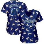 Personalized US Navy Baseball Jersey Custom Name Number 3D Pattern Design Cat Team Authentic Personalized US Navy Blue Cream
