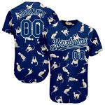 Personalized US Navy Baseball Jersey Custom Name Number 3D Pattern Design Cat Team Authentic Personalized US Navy Blue Cream