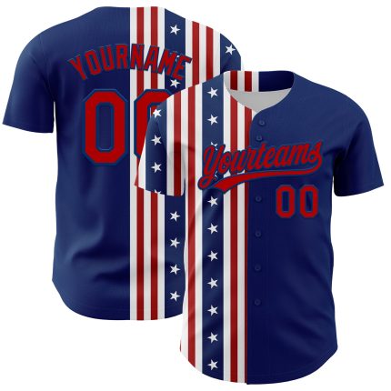Personalized 3D American Flag US Navy Red Baseball Jersey Authentic Personalized US Navy Blue Red 3D American Flag And Star