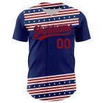 Personalized Navy Blue Red 3D American Flag Baseball Jersey Custom Name & Number - Authentic Team Apparel Personalized US
