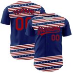Personalized Navy Blue Red 3D American Flag Baseball Jersey Custom Name & Number - Authentic Team Apparel Personalized US