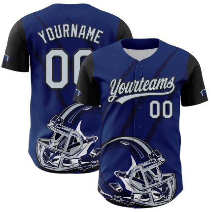 US Navy Custom Name Number Football Helmet & Animal Claw Baseball Jersey - Blue Silver-Black 3D Pattern Design Personalized