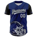 US Navy Custom Name Number Football Helmet & Animal Claw Baseball Jersey - Blue Silver-Black 3D Pattern Design Personalized