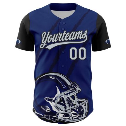 US Navy Custom Name Number Football Helmet & Animal Claw Baseball Jersey - Blue Silver-Black 3D Pattern Design Personalized
