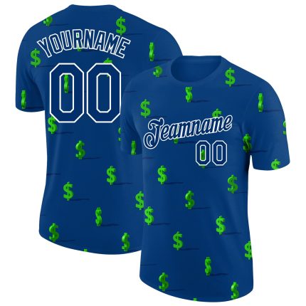 Custom US Navy Money Theme T-Shirt with 3D Dollar Sign, Team Name & Number, Personalized Performance Shirt Personalized US