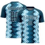 Personalized US Navy Soccer Uniform Jersey with Custom Name and Number - Geometric Shapes Design Personalized US Navy Blue