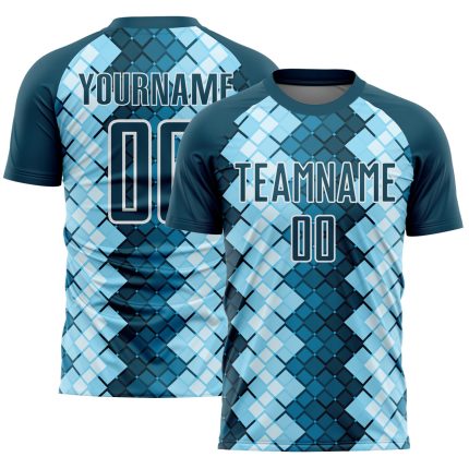 Personalized US Navy Soccer Uniform Jersey with Custom Name and Number - Geometric Shapes Design Personalized US Navy Blue