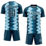 Personalized US Navy Soccer Uniform Jersey with Custom Name and Number - Geometric Shapes Design Personalized US Navy Blue