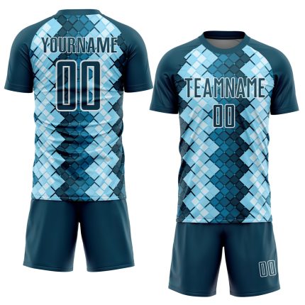 Personalized US Navy Soccer Uniform Jersey with Custom Name and Number - Geometric Shapes Design Personalized US Navy Blue